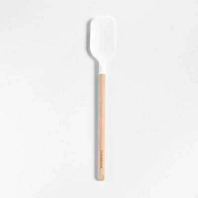 Crate & Barrel White Silicone and Wood Spoonula