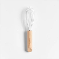 Crate & Barrel White Silicone and Wood 9.5" Whisk