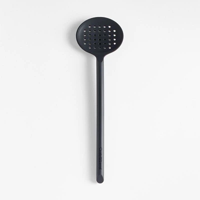 Crate & Barrel Black Silicone Slotted Spoon