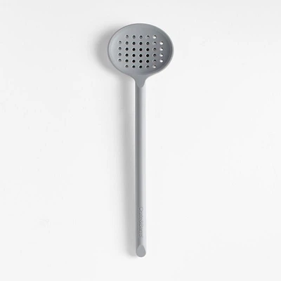 Crate & Barrel Grey Silicone Slotted Spoon