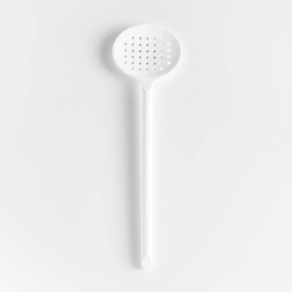 Crate & Barrel White Silicone Slotted Spoon
