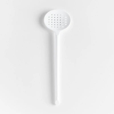 Crate & Barrel White Silicone Slotted Spoon