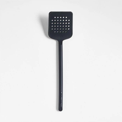 Crate & Barrel Black Silicone Slotted Turner Spatula