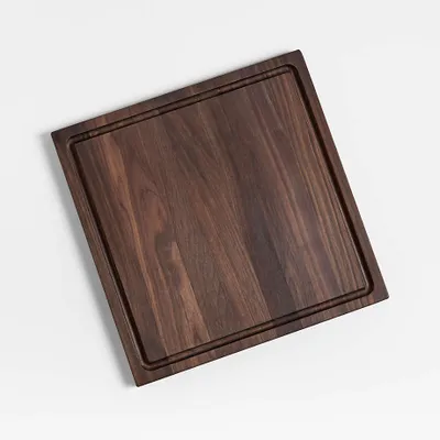 Crate & Barrel Reversible Walnut Wood Cutting Board 16"x16"x0.75"