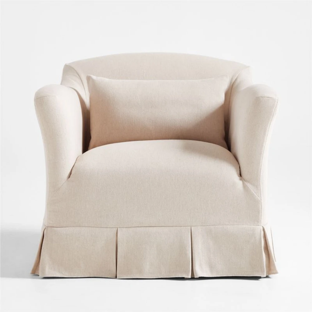 Crawford Slipcovered Chair with Box-Pleated Skirt by Jake Arnold