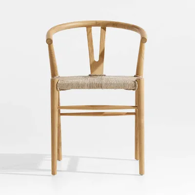 Crescent Natural Wood Wishbone Dining Chair