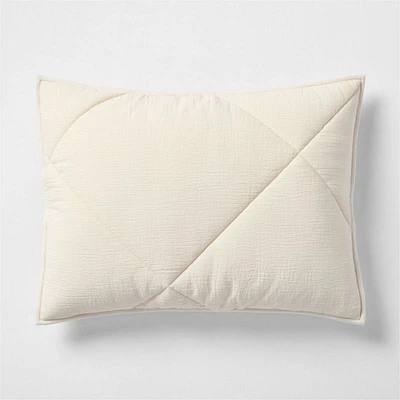 Aire Cotton Crinkle Matelasse Calm Beige Standard Bed Pillow Sham