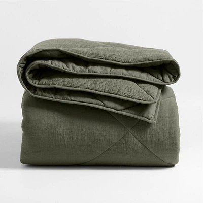 Aire Cotton Crinkle Matelasse Burnt Green Twin/Twin XL Comforter