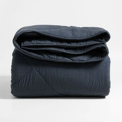 Aire Cotton Crinkle Matelasse Midnight Navy Twin/Twin XL Comforter