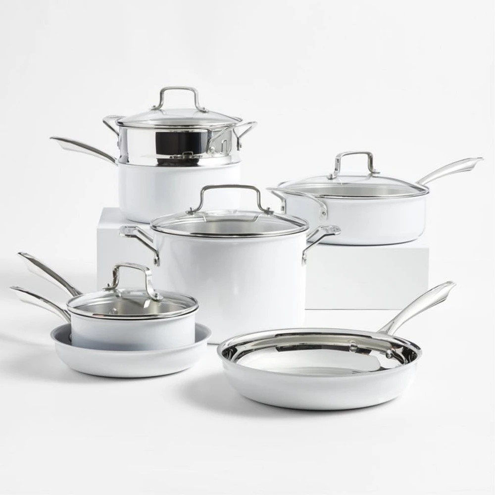 Cuisinart ® -Piece Matte White Stainless Steel Cookware Set