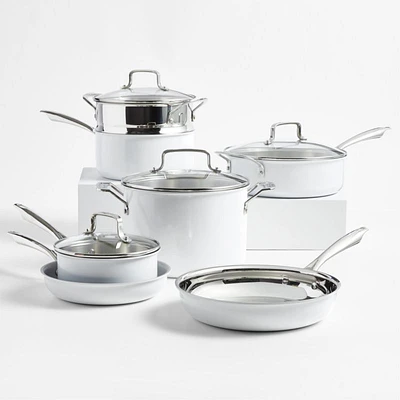 Cuisinart ® -Piece Matte White Stainless Steel Cookware Set
