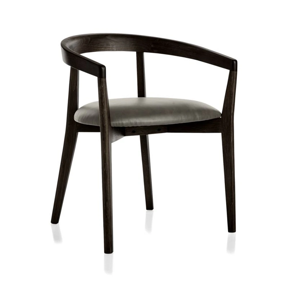 Cullen Dark Stain Stone Round Back Dining Chair