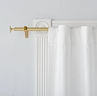 Gold .75" Curtain Rod and Round End Cap Finials Set 28"-48"