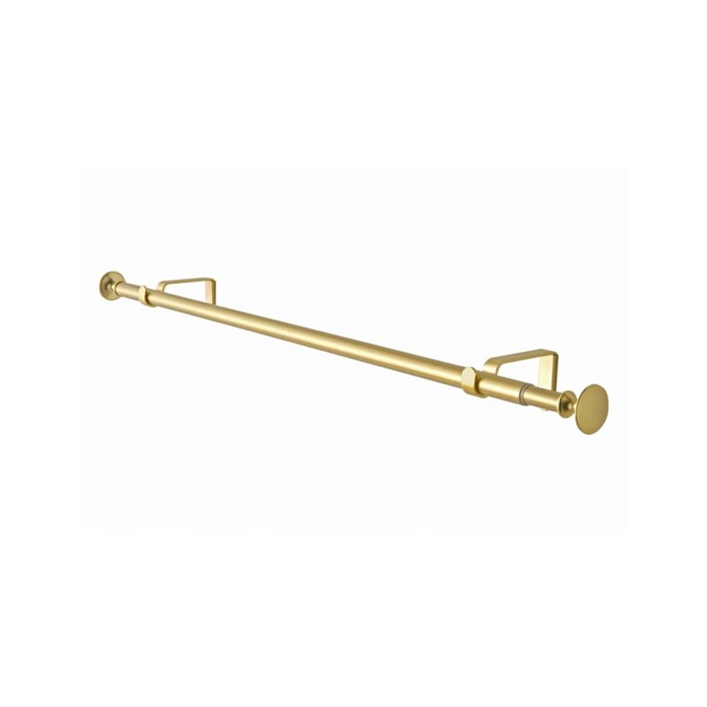 Gold .75" Curtain Rod and Round End Cap Finials Set 28"-48"