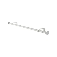 White .75" Curtain Rod and Round End Cap Finials Set 28"-48"