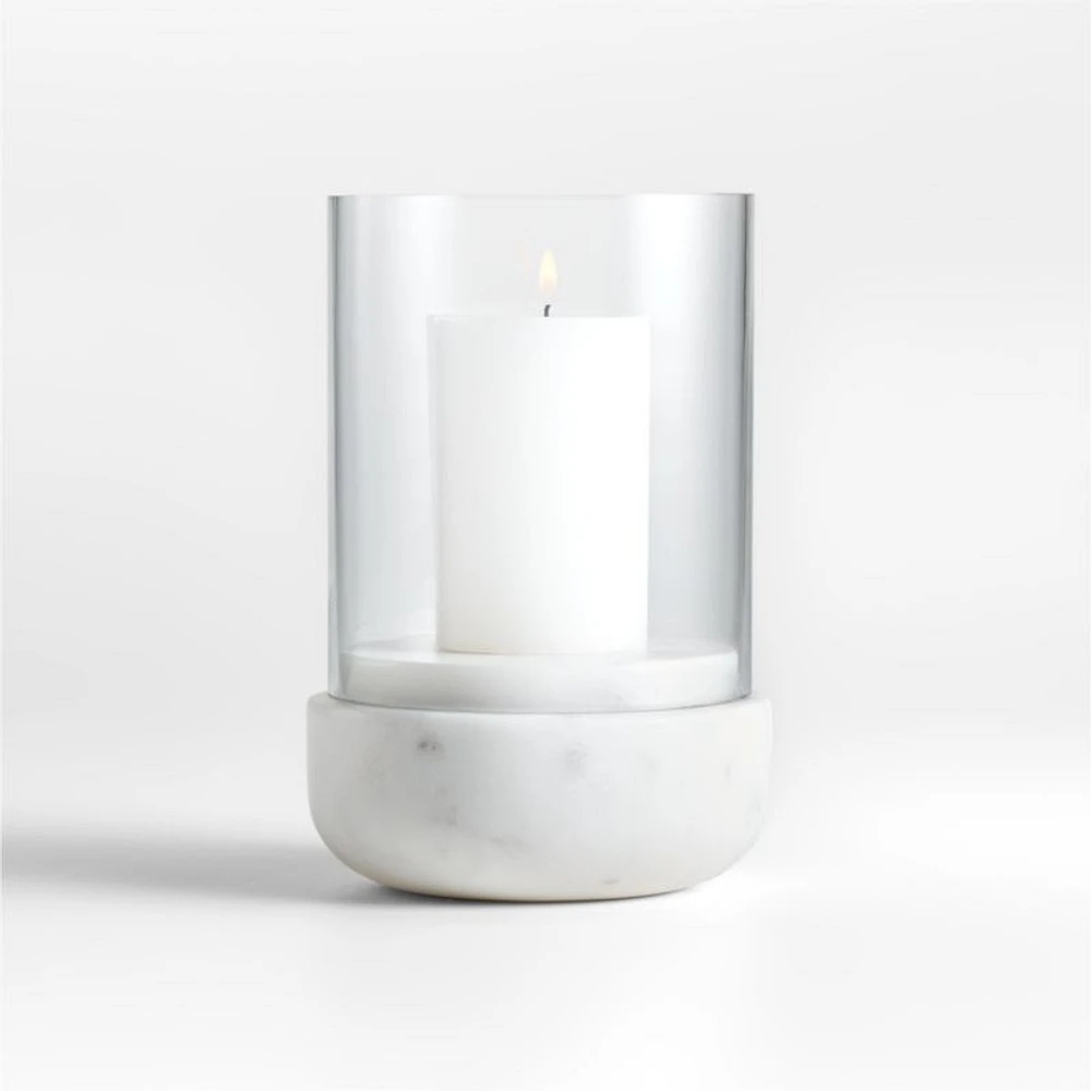 Curve Marble and Glass Hurricane Candle Holder 6.5"