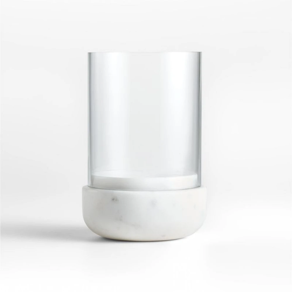 Curve Marble and Glass Hurricane Candle Holder 6.5"