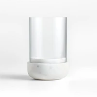 Curve Marble and Glass Hurricane Candle Holder 6.5"