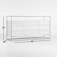 Dahlia 9-Drawer Hand-Forged Steel and Oak Wood Dresser with Shelf