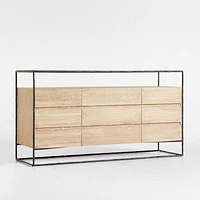 Dahlia 9-Drawer Hand-Forged Steel and Oak Wood Dresser with Shelf