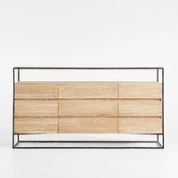 Dahlia 9-Drawer Hand-Forged Steel and Oak Wood Dresser with Shelf