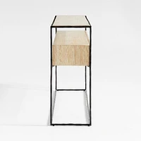 Dahlia 68" Rectangular Natural Oak Wood and Hand-Forged Steel Storage Console Table