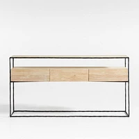 Dahlia 68" Rectangular Natural Oak Wood and Hand-Forged Steel Storage Console Table