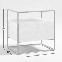 Dahlia Large Hand-Forged Steel and Oak Wood Nightstand with Storage