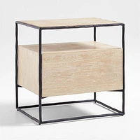 Dahlia Large Hand-Forged Steel and Oak Wood Nightstand with Storage