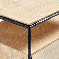 Dahlia Large Hand-Forged Steel and Oak Wood Nightstand with Storage