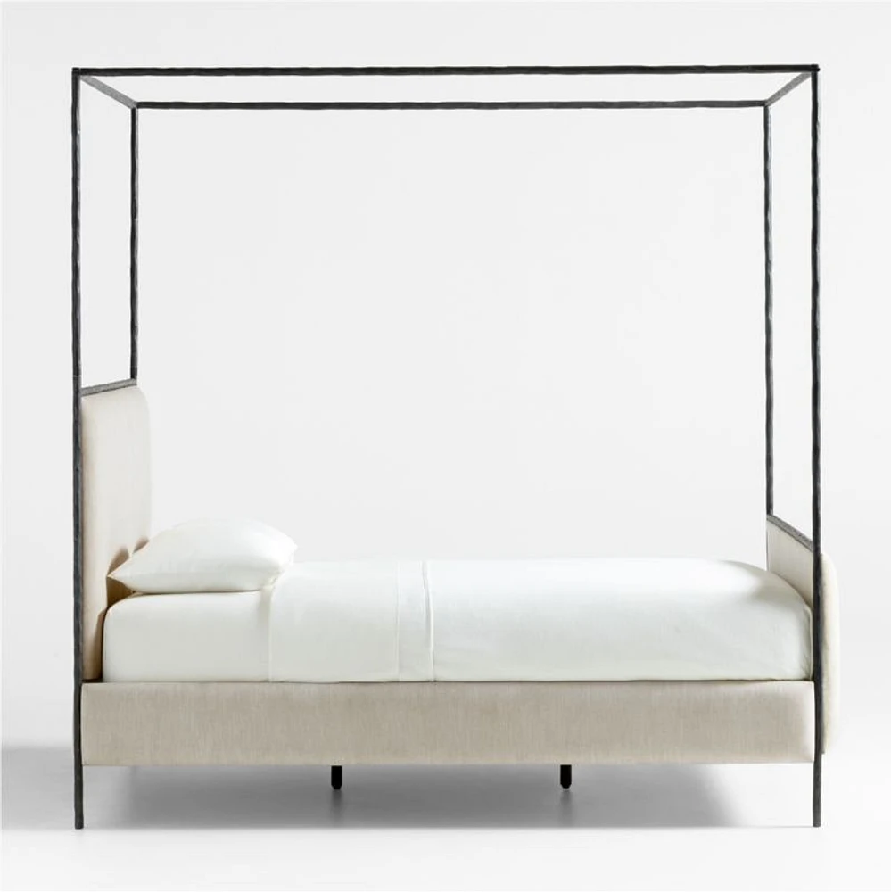 Dahlia Hand-Forged Steel Framed Upholstered Canopy Queen Bed
