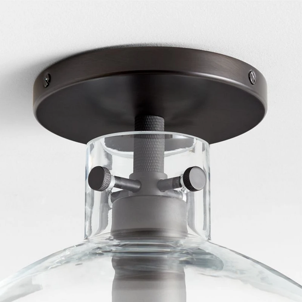 Dakota Black Flush Mount Light with Large Clear Glass Dome