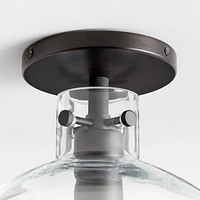 Dakota Black Flush Mount Light with Large Clear Glass Dome