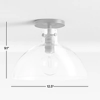 Dakota Black Flush Mount Light with Large Clear Glass Dome