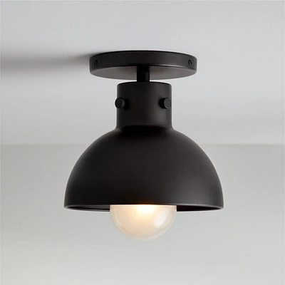 Dakota Black Flush Mount Light with Small Black Dome
