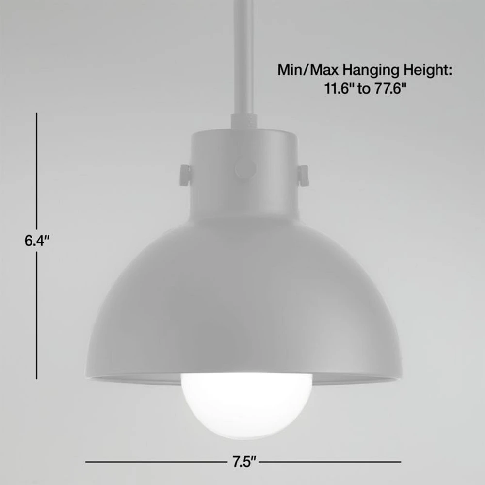 Dakota Black Pendant Light with Small Black Dome