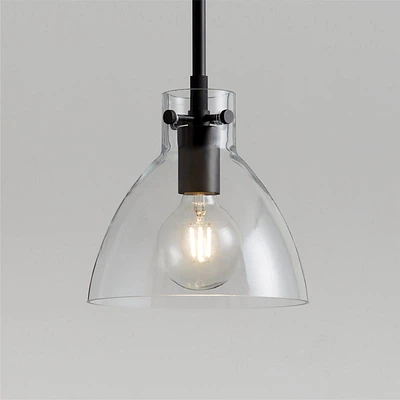 Dakota Black Pendant Light with Small Clear Glass Dome