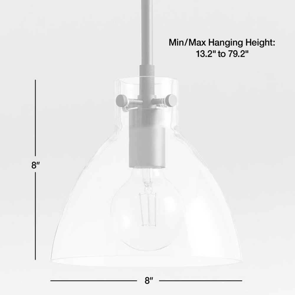 Dakota Chrome Pendant Light with Small Clear Glass Dome