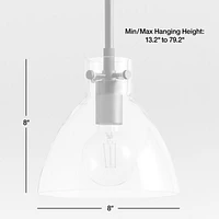 Dakota Chrome Pendant Light with Small Clear Glass Dome