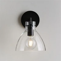 Dakota Black Sconce Light with Small Clear Glass Dome