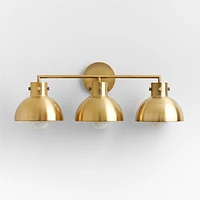Dakota Brass 3-Light Wall Sconce with Brass Dome