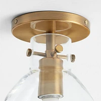 Dakota Brass Flush Mount Light with Small Clear Glass Dome