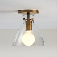 Dakota Brass Flush Mount Light with Small Clear Glass Dome