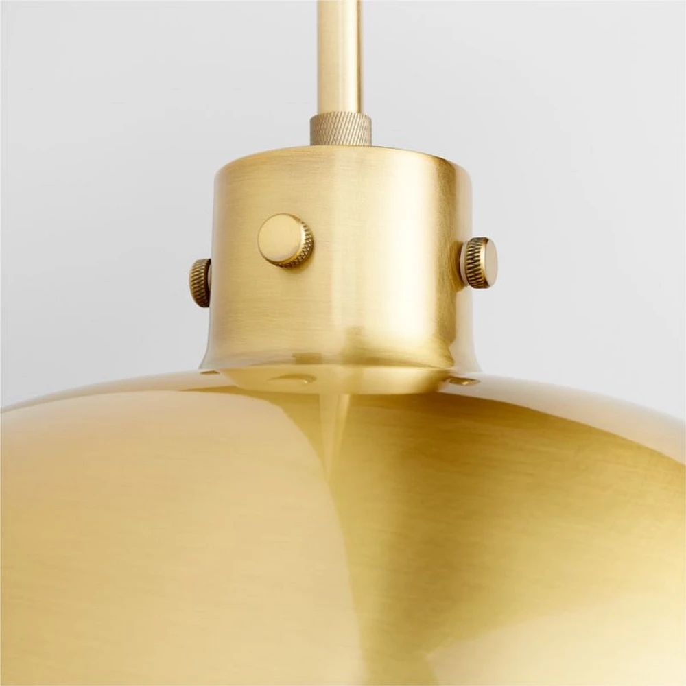 Dakota Brass Pendant Light with Large Brass Dome