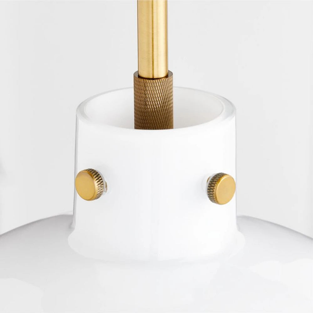 Dakota Brass Pendant Light with Large Milk Glass Globe