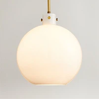 Dakota Brass Pendant Light with Large Milk Glass Globe