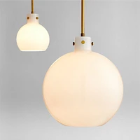 Dakota Brass Pendant Light with Large Milk Glass Globe