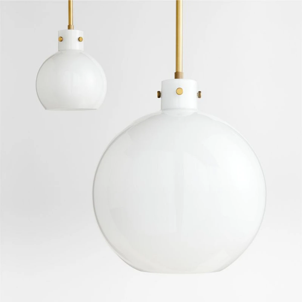 Dakota Brass Pendant Light with Large Milk Glass Globe