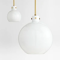 Dakota Brass Pendant Light with Large Milk Glass Globe