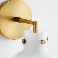 Dakota Brass Sconce Light with Small Milk Glass Globe Set of 2